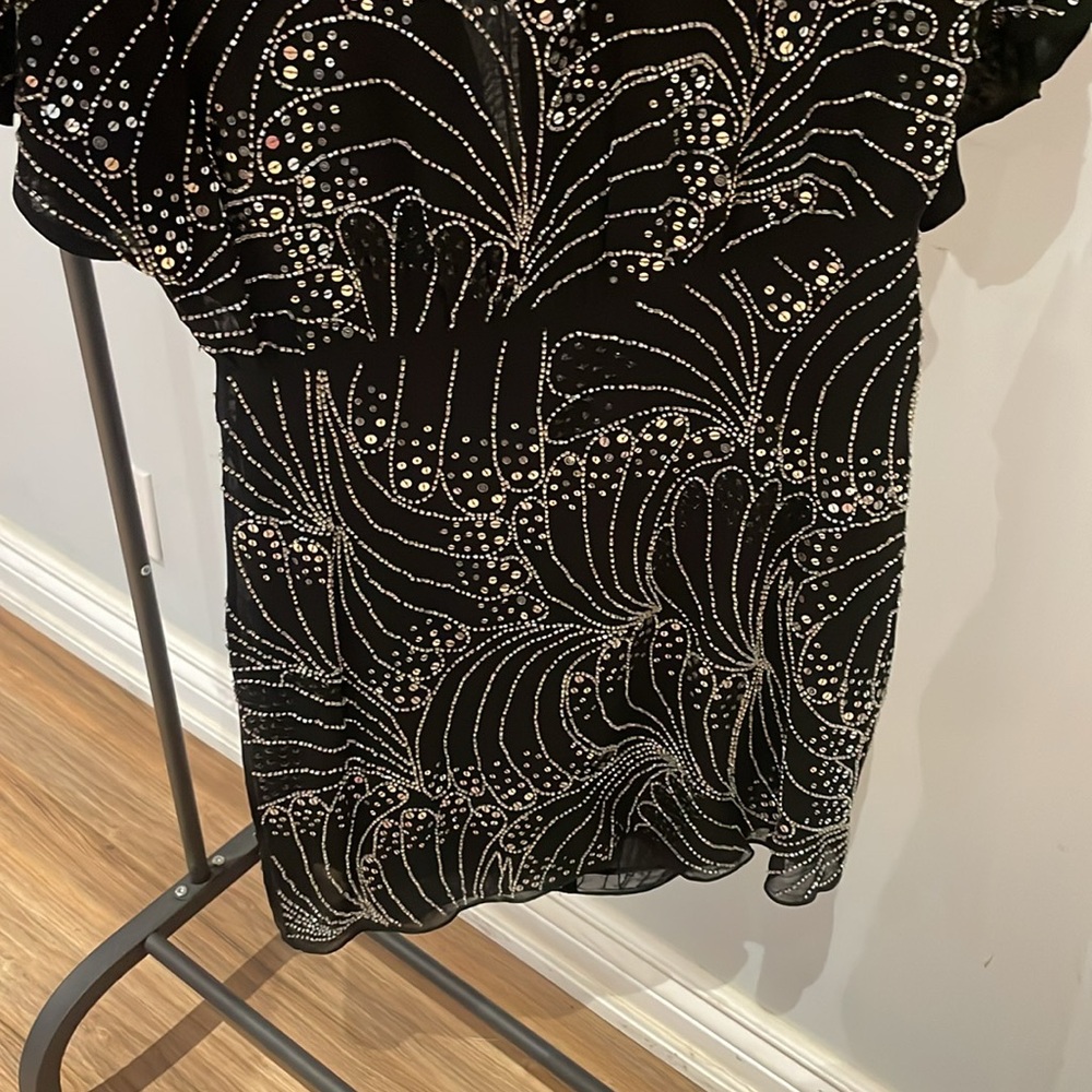 NWT The Kooples Black Sequin Mini Dress - Size 2 - Picture 3 of 14